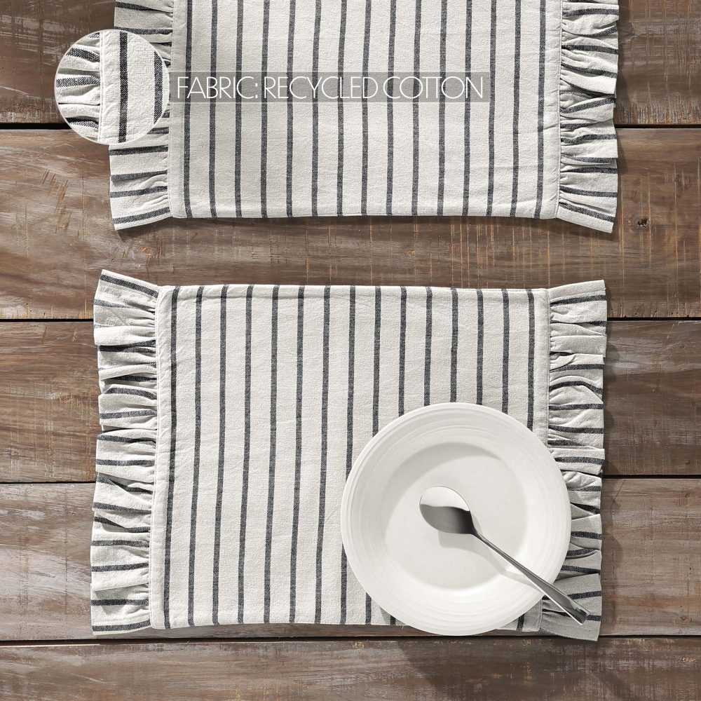 Kaila Ticking Stripe Ruffled Placemat Set of 2 13x19 - Image 5