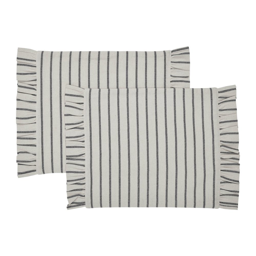 Kaila Ticking Stripe Ruffled Placemat Set of 2 13x19 - Image 2