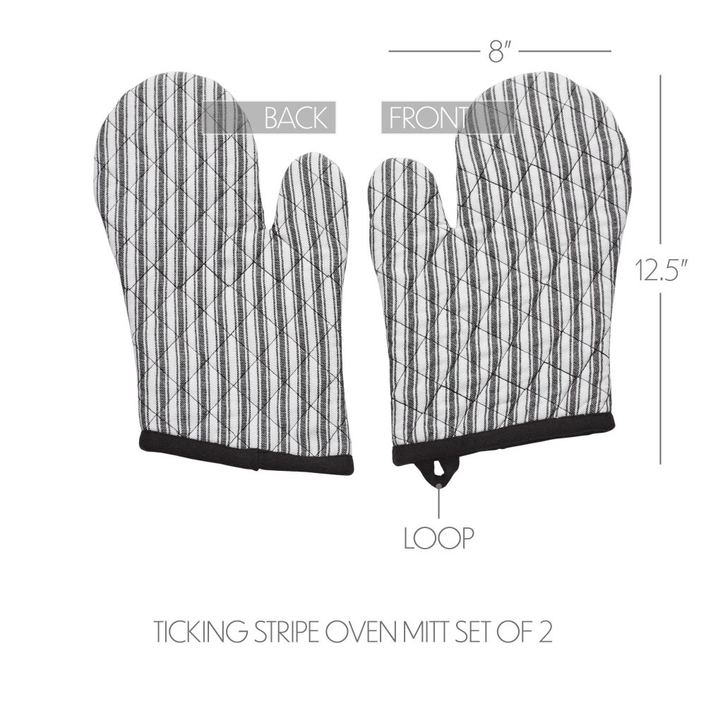 Sawyer Mill Black Ticking Stripe Oven Mitt Set of 2 - Image 4