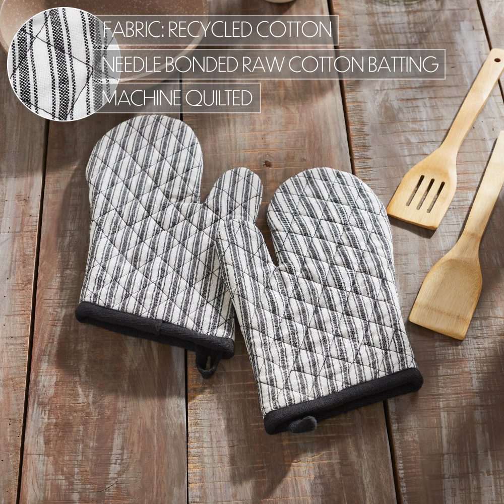 Sawyer Mill Black Ticking Stripe Oven Mitt Set of 2 - Image 5