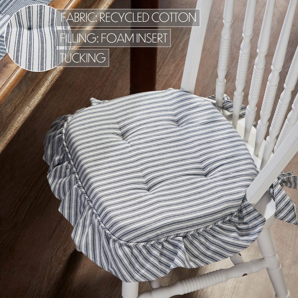 Sawyer Mill Blue Ruffled Stripe Farmhouse Country Chair Pad 15.5x17 - VHC Brands - Image 4