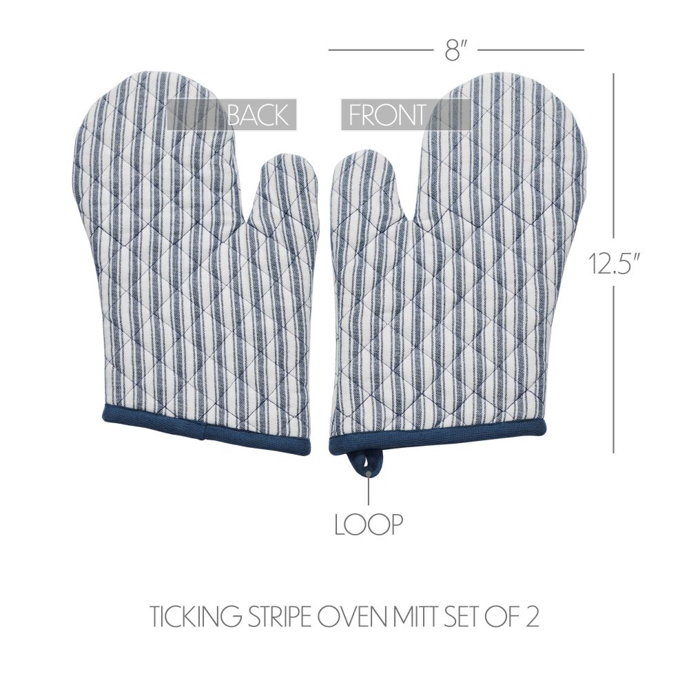 Sawyer Mill Blue Ticking Stripe Oven Mitt Set of 2 - Image 4