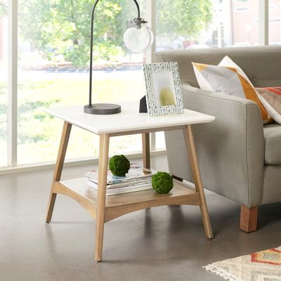 Madison Park Parker End Table in Off-White/Natural, One Size MP120-1064