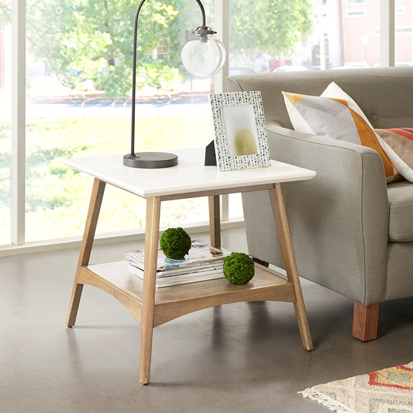 Madison Park Parker End Table in Off-White/Natural, One Size MP120-1064