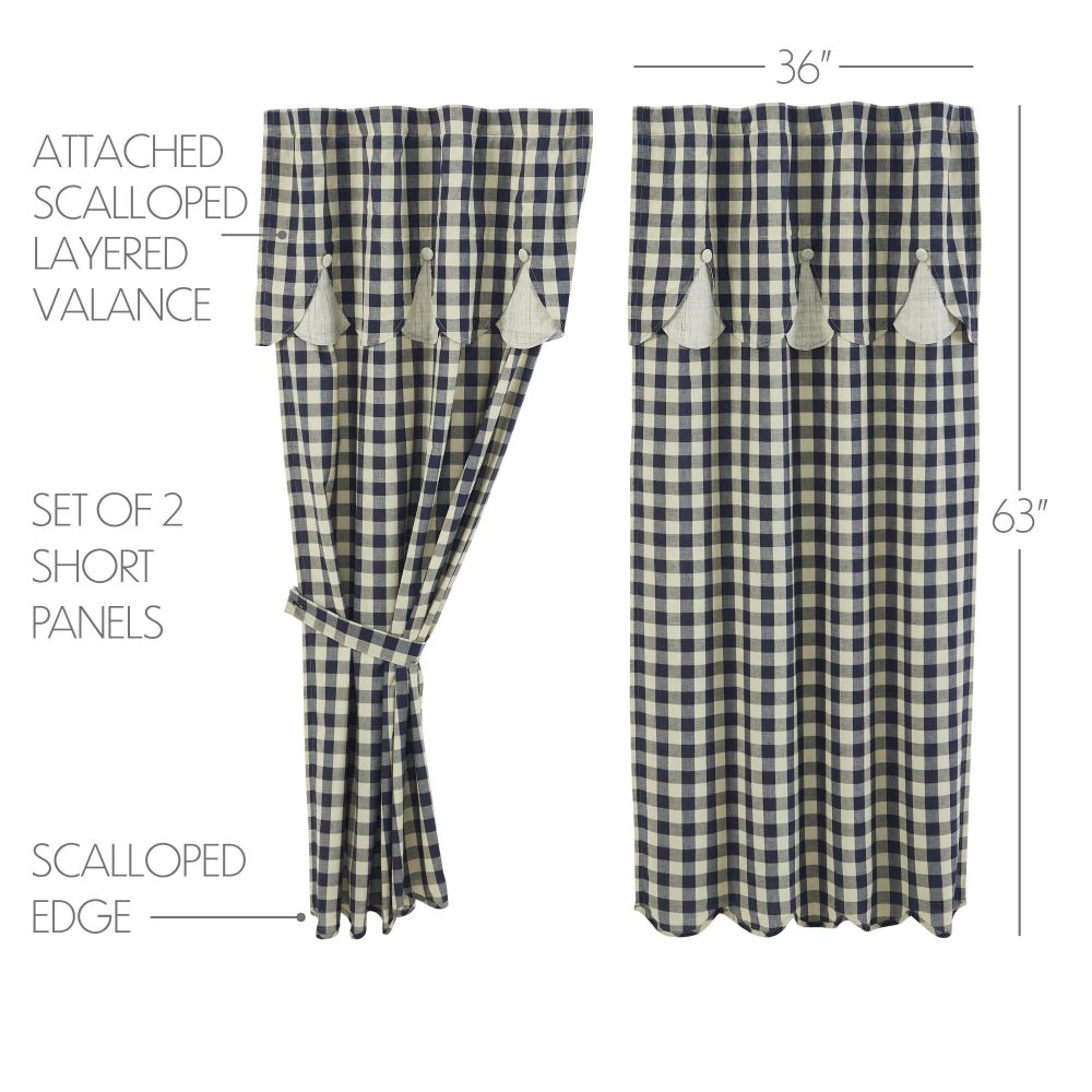 My Country Short Panel with Attached Scalloped Layered Valance Set of 2 63x36 - Image 3