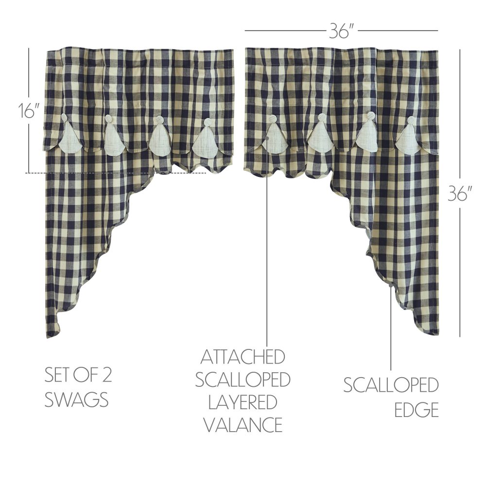 My Country Scalloped Layered Swag Set of 2 36x36x16 - Image 3