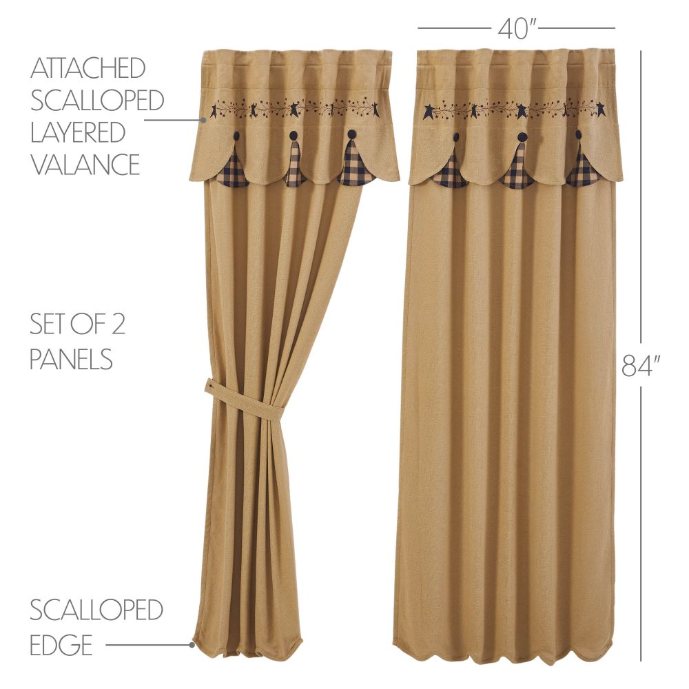 Pip Vinestar Panel with Attached Scalloped Layered Valance Set of 2 84x40 - Image 3