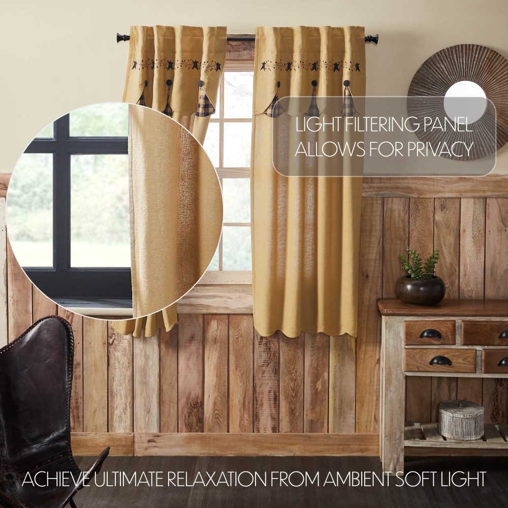 Pip Vinestar Short Panel with Attached Scalloped Layered Valance Set of 2 63x36 - Image 4