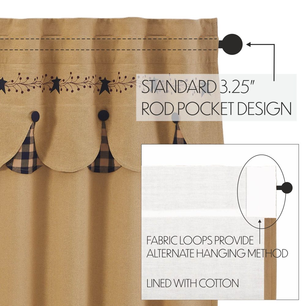Pip Vinestar Short Panel with Attached Scalloped Layered Valance Set of 2 63x36 - Image 5