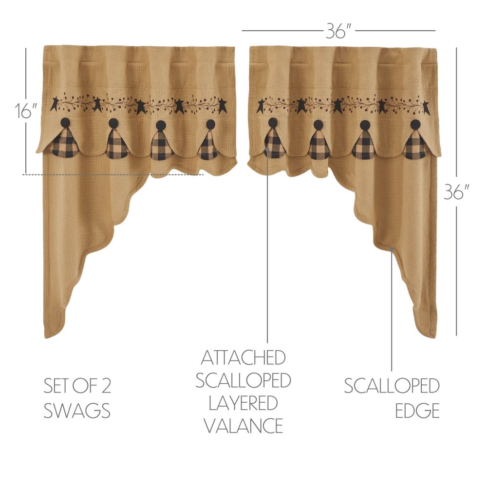 Pip Vinestar Scalloped Layered Swag Set of 2 36x36x16 - Image 3