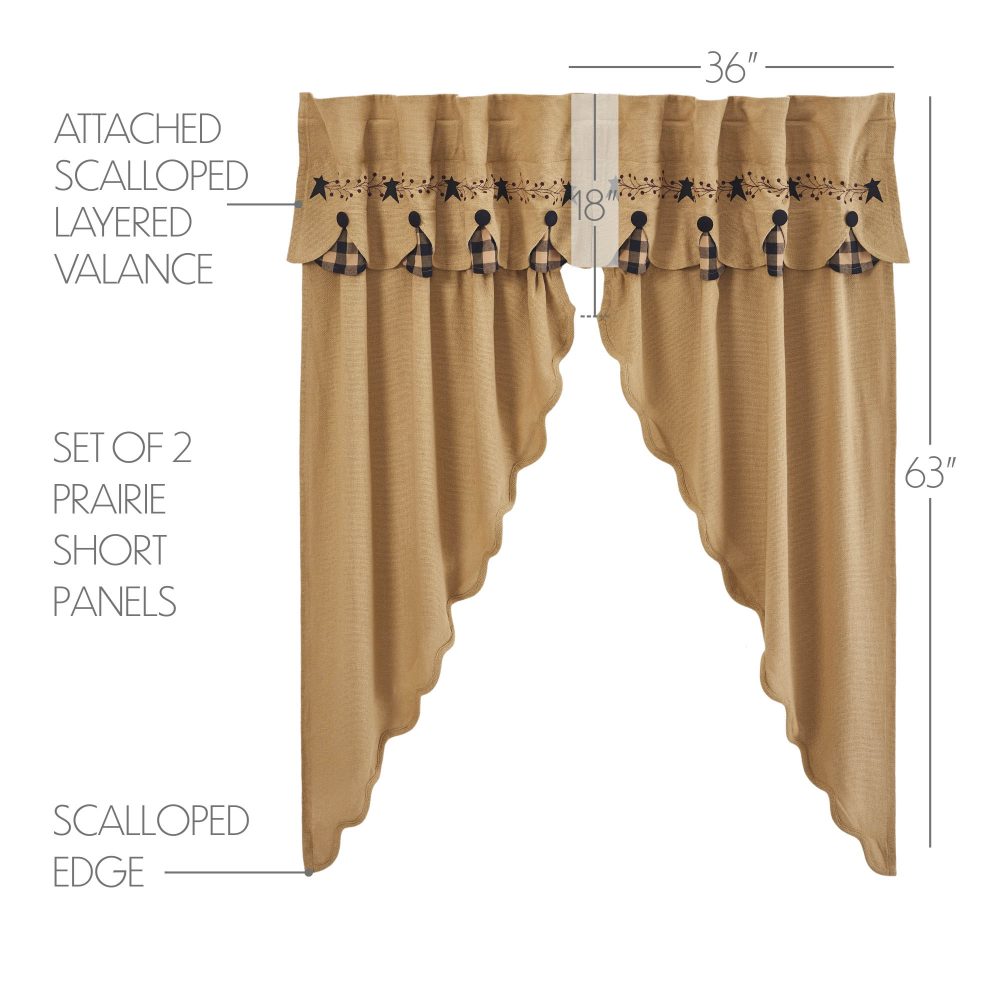 Pip Vinestar Scalloped Layered Prairie Short Panel Set of 2 63x36x18 - Image 3