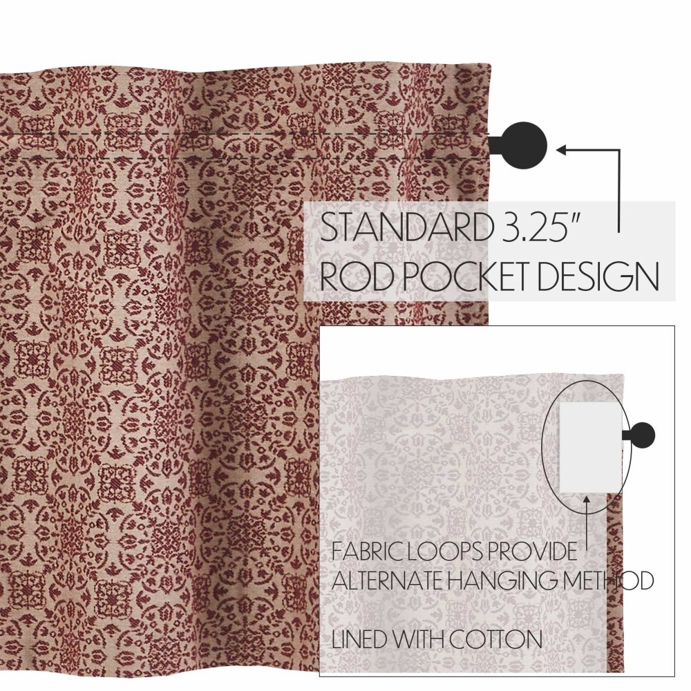 Custom House Burgundy Tan Jacquard Valance 18x60 - Image 5