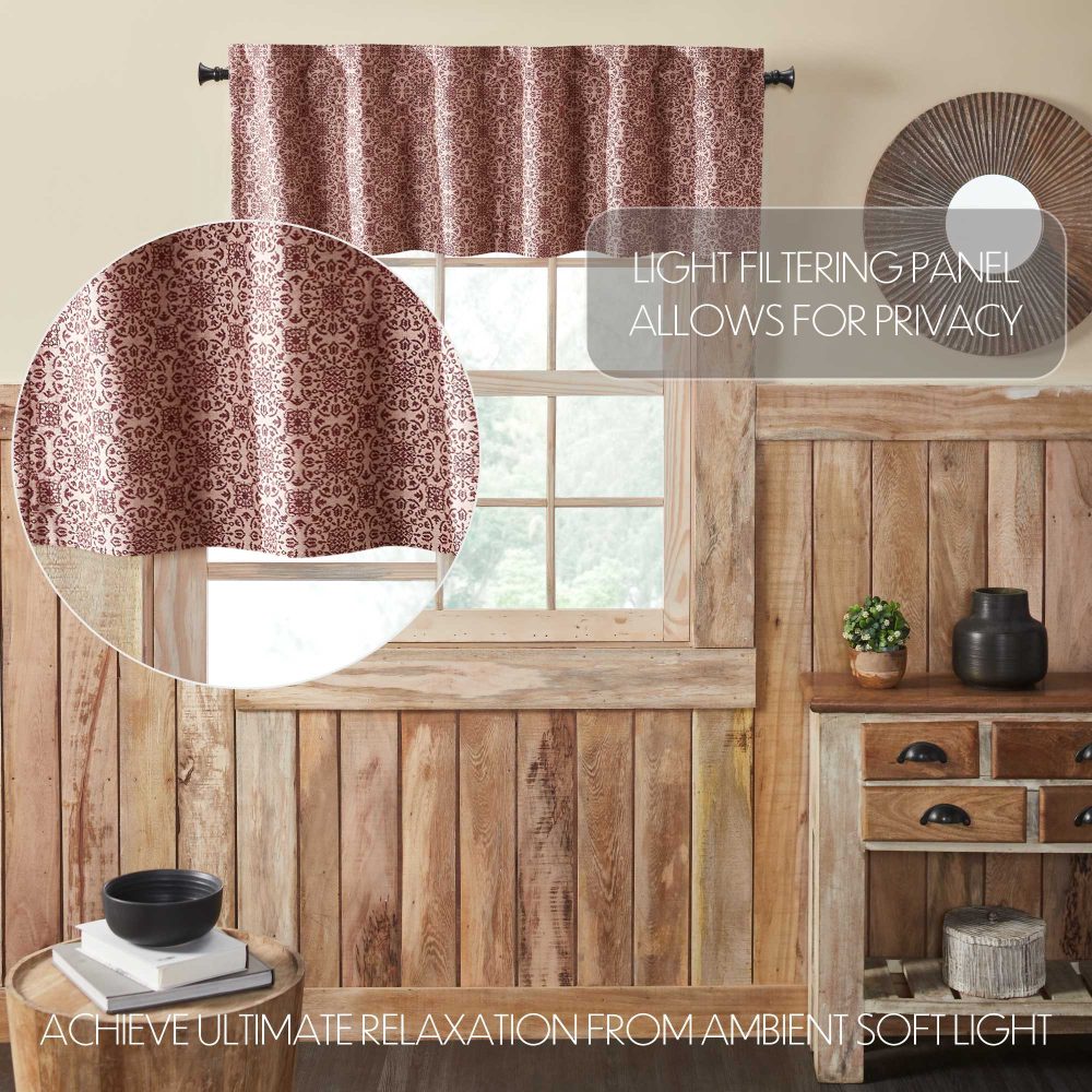 Custom House Burgundy Tan Jacquard Valance 18x60 - Image 4