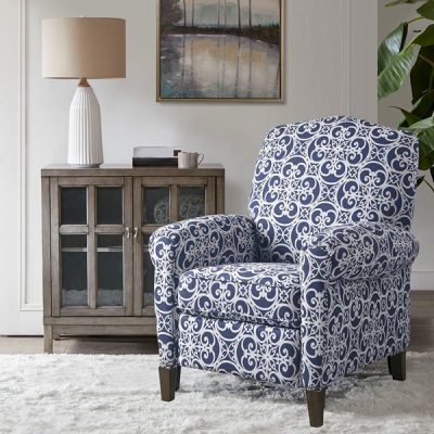 Madison Park Kirby Push Back Recliner in Navy Multi, One Size MP103-1051