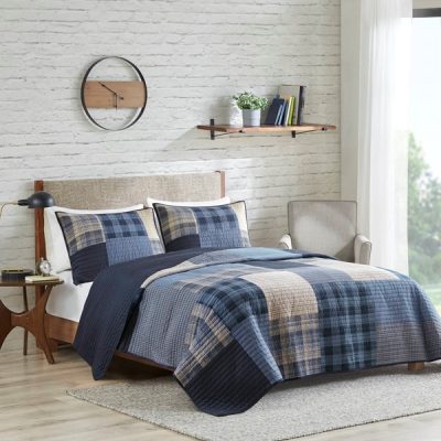 Woolrich Winter Hills Oversized Cotton Quilt Set in Blue, Full/Queen WR13-4086