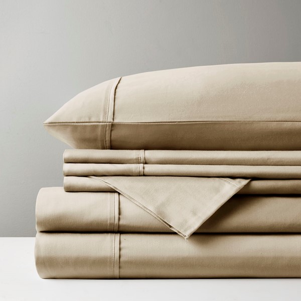Madison Park 800 Thread Count Cotton Blend Sateen Sheet Set in Khaki, Split King MPH20-0021 - Image 3