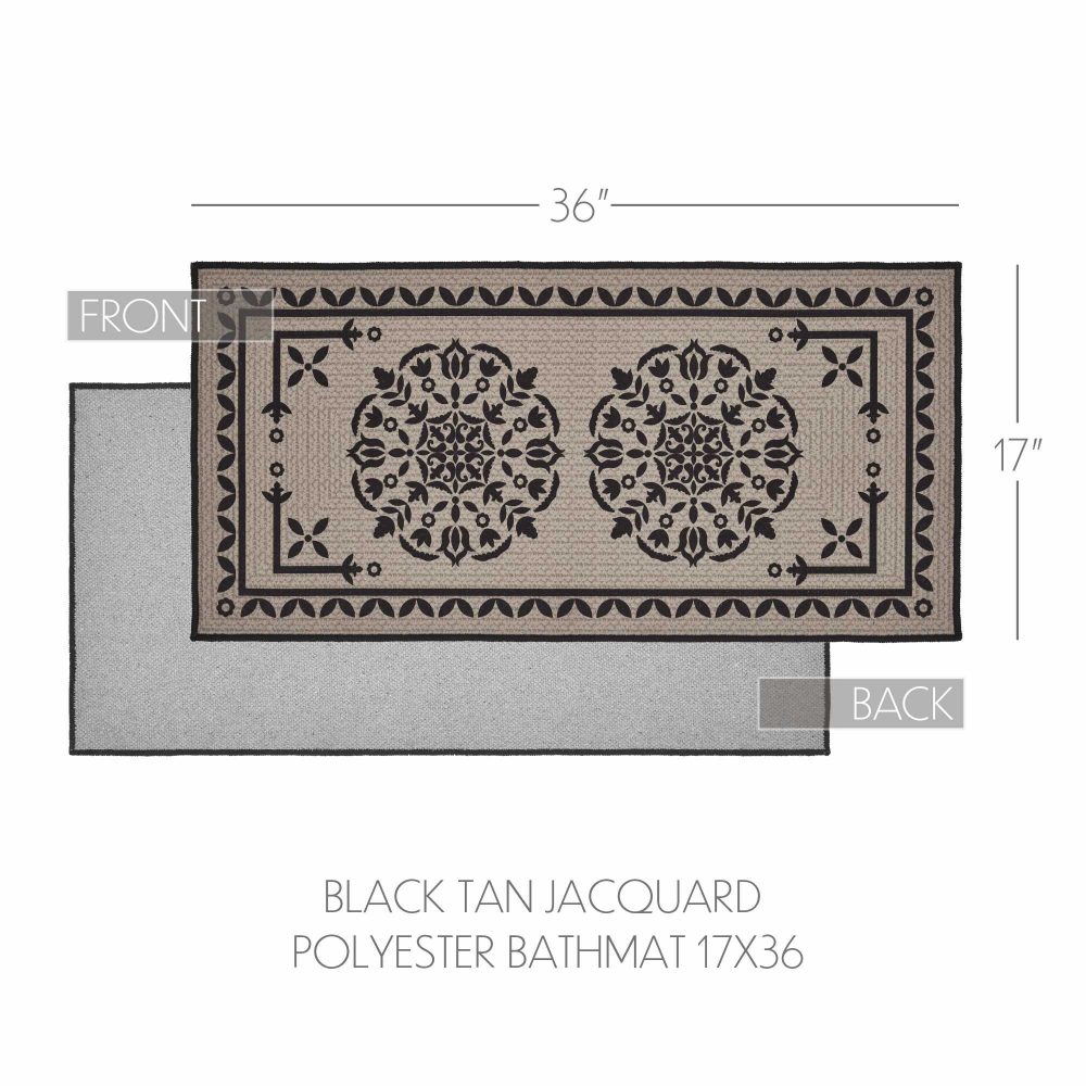Custom House Black Tan Jacquard Polyester Bathmat 17x36 - Image 4