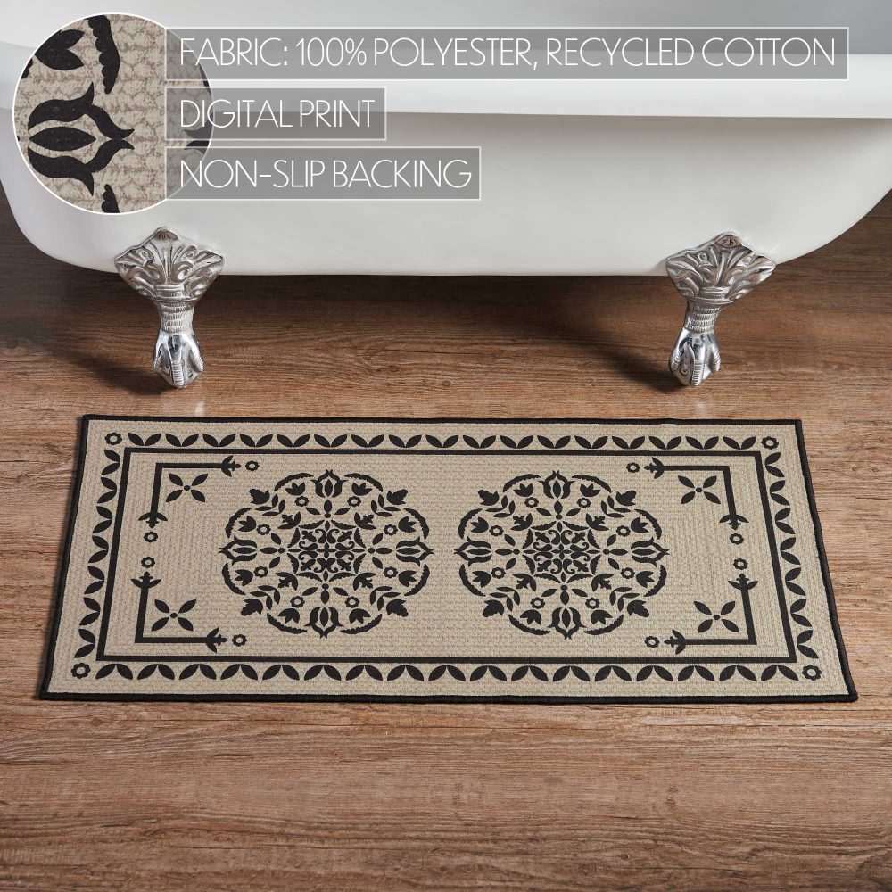 Custom House Black Tan Jacquard Polyester Bathmat 17x36 - Image 5