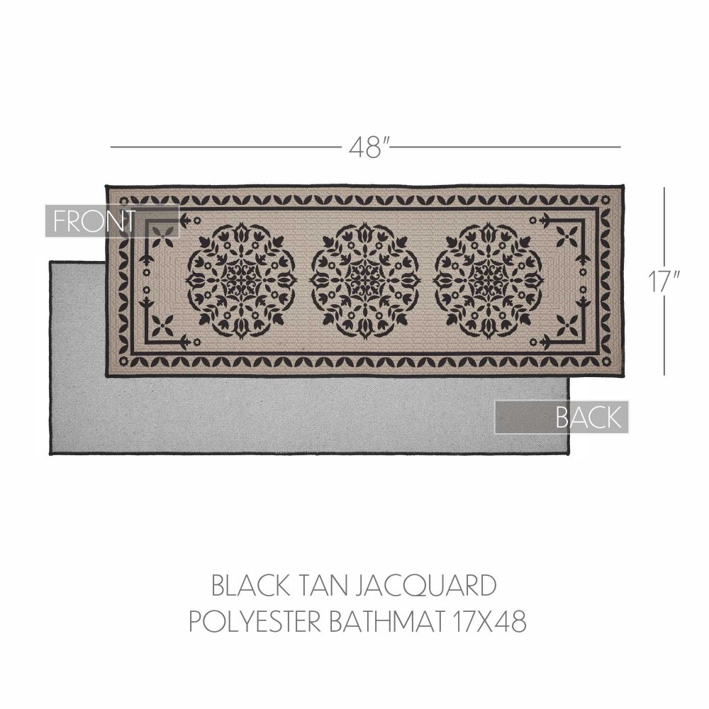 Custom House Black Tan Jacquard Polyester Bathmat 17x48 - Image 4