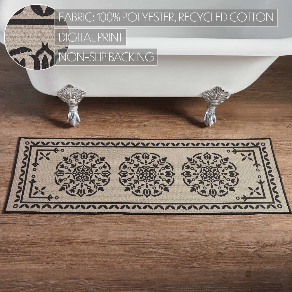 Custom House Black Tan Jacquard Polyester Bathmat 17x48 - Image 6