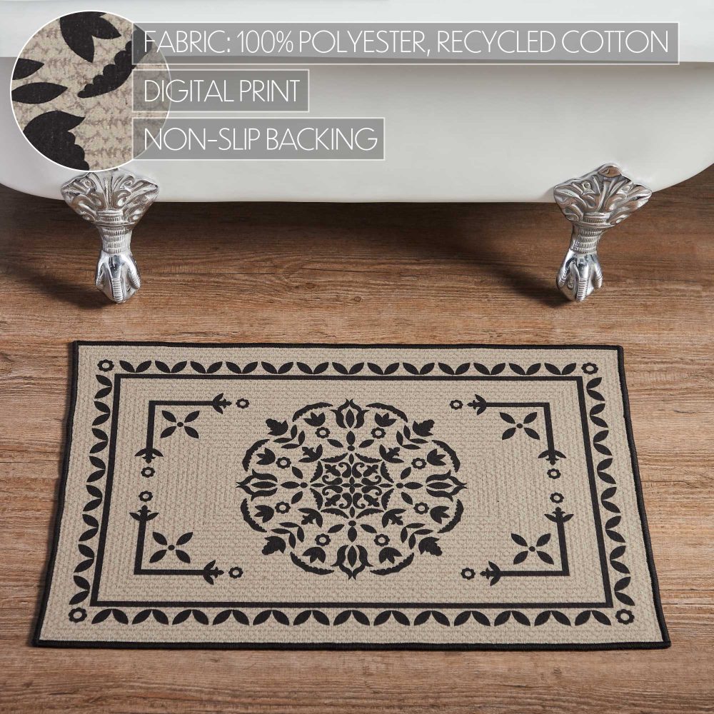 Custom House Black Tan Jacquard Polyester Bathmat 20x30 - Image 5