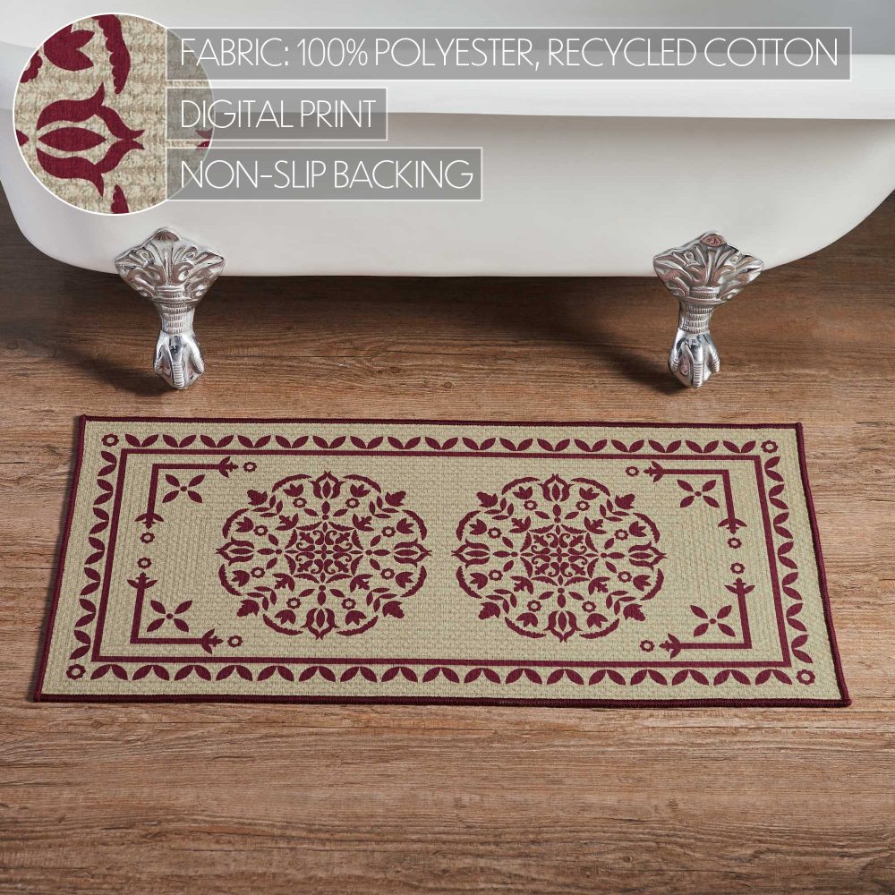 Custom House Burgundy Tan Jacquard Polyester Bathmat 17x36 - Image 5