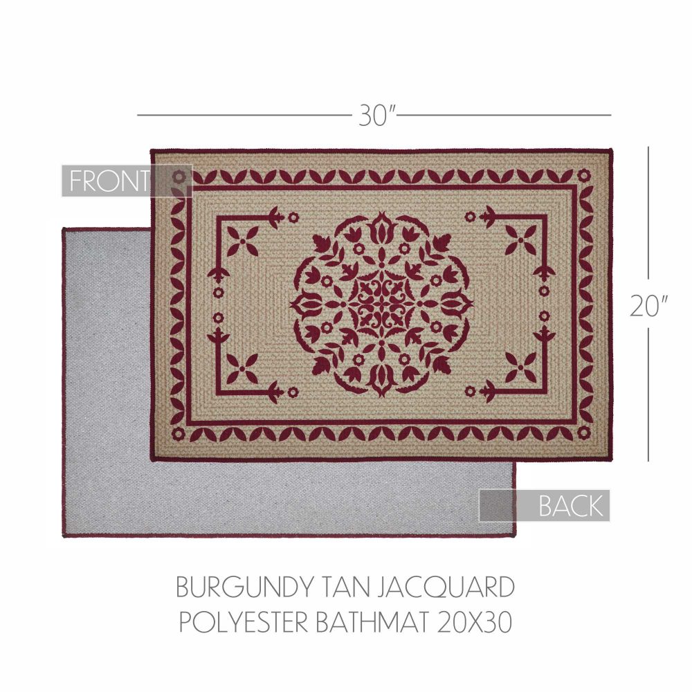 Custom House Burgundy Tan Jacquard Polyester Bathmat 20x30 - Image 4
