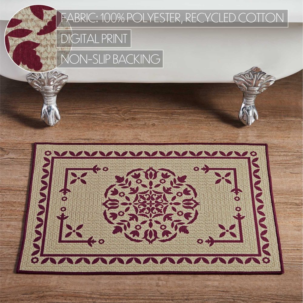 Custom House Burgundy Tan Jacquard Polyester Bathmat 20x30 - Image 5