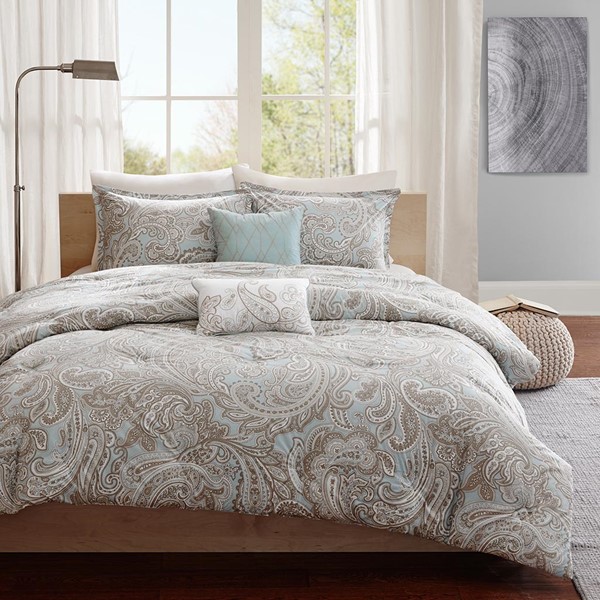 Madison Park Pure Ronan 5 Piece Cotton Comforter Set in Blue, Full/Queen MPP10-001 - Image 7