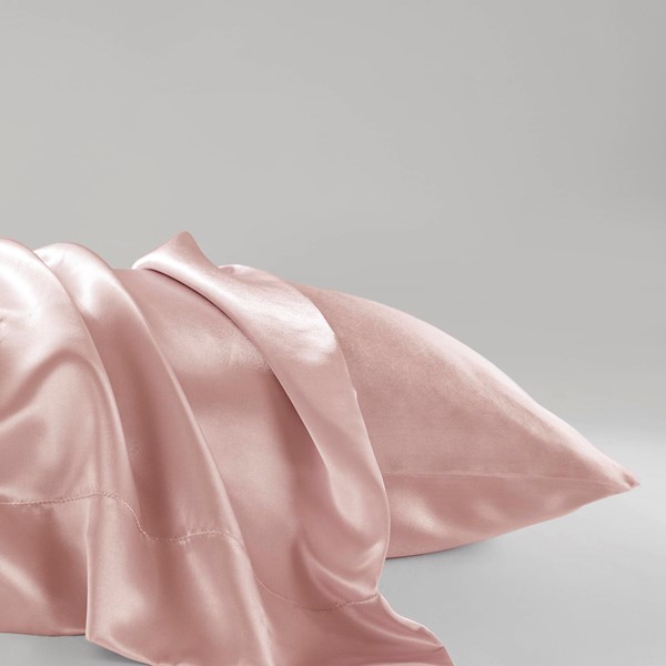 Madison Park Essentials Satin Luxury 2 PC Pillowcases in Blush, King MPE21-991 - Image 3