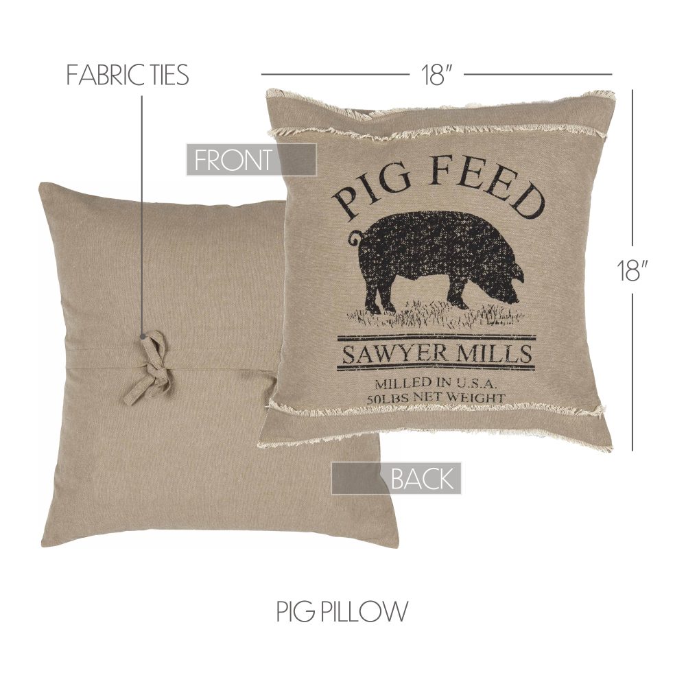 Sawyer Mill Charcoal Pig Pillow 18x18 - Image 3
