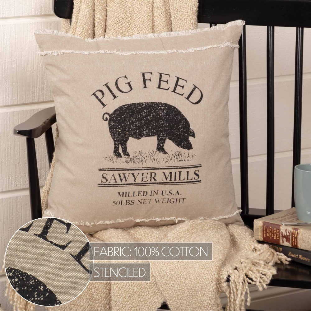Sawyer Mill Charcoal Pig Pillow 18x18 - Image 4