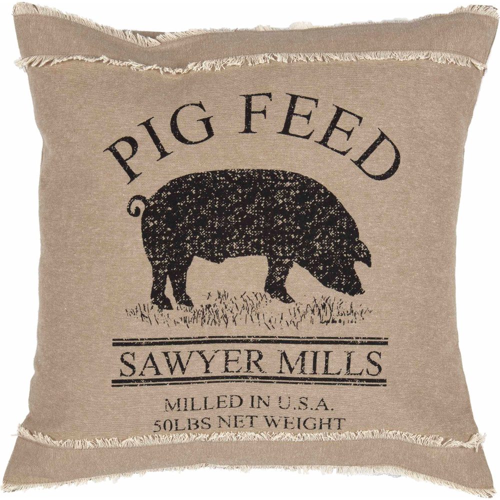 Sawyer Mill Charcoal Pig Pillow 18x18 - Image 5