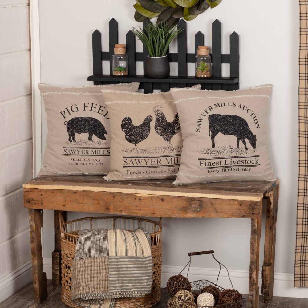 Sawyer Mill Charcoal Pig Pillow 18x18 - Image 2