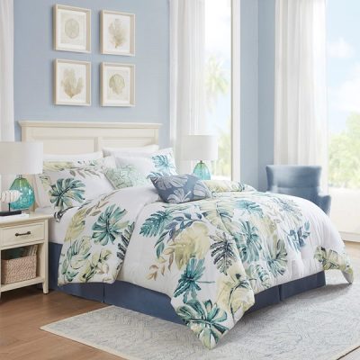Harbor House Blue Lorelai Cotton Printed 6 Piece Comforter Set, Queen HH10-1619