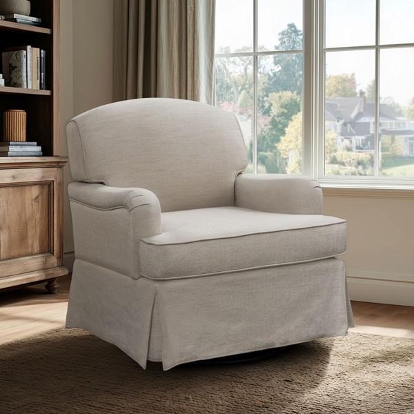 Martha Stewart Melody Swivel Glider Skirted ArmChair in Cream, One Size MT103-0189 - Image 3
