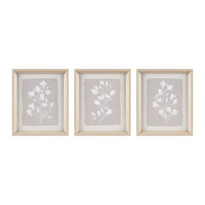 Madison Park Fair Florets 3-piece Framed Glass Wall Art Set in Beige, Set of 3 MP95G-0298