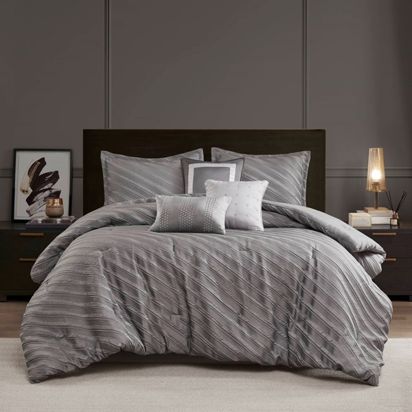 Madison Park Riva Comforter Set in Grey, Cal King MP10-8696 - Image 2