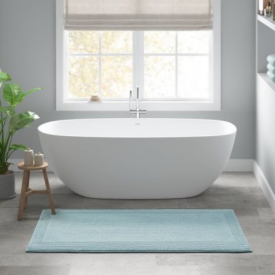 Madison Park Signature Splendor 100% Cotton Tufted 3000 GSM Reversible Bath Rug in Blue, 24x44" MPS72-576