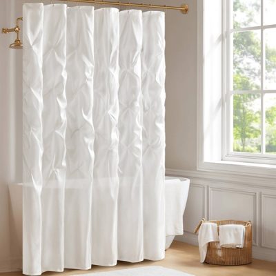 Madison Park Laurel Tufted Semi-Sheer Shower Curtain in White, 72x72" MP70-896