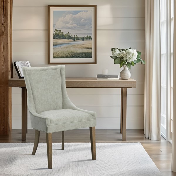 Madison Park Signature Ultra Upholstered Dining Side Chairs with wood legs (Set of 2) in Light Green Multi, Set of 2 MPS108-0296 - Image 5