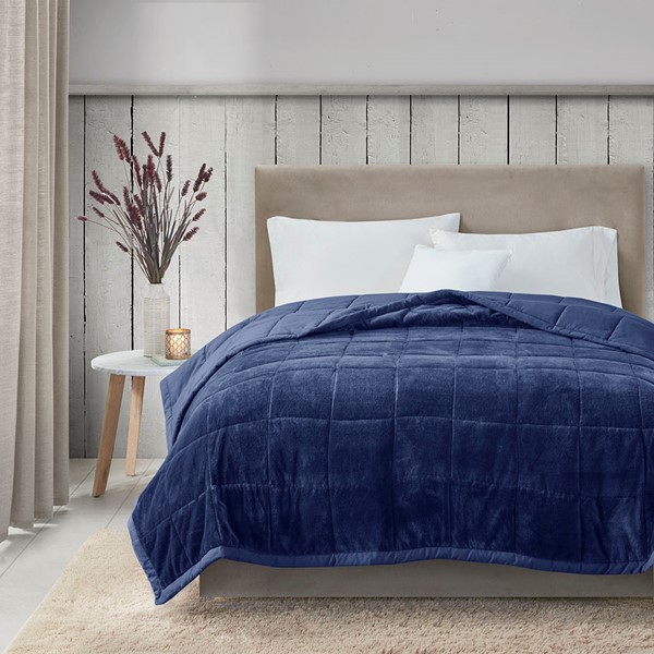Madison Park Coleman Reversible HeiQ Smart Temperature Down Alternative Blanket in Navy, King MP51-6382 - Image 2