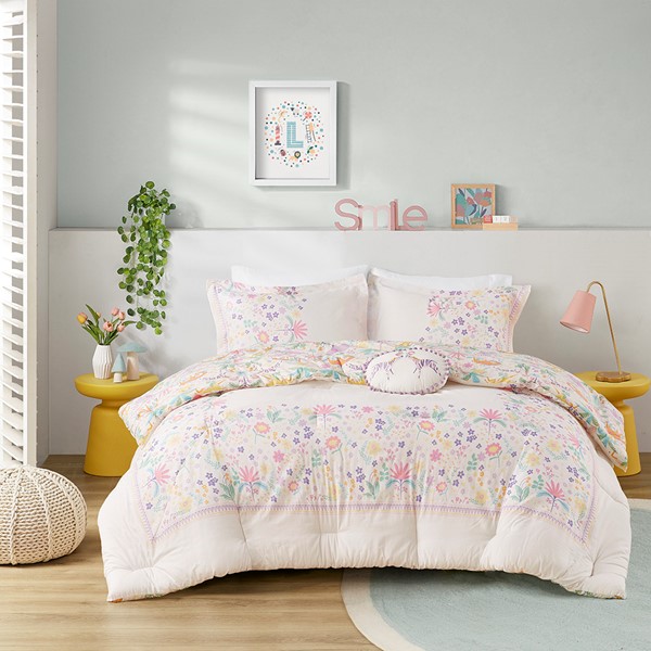 Urban Habitat Kids Lulu Floral Reversible Cotton Comforter Set with Throw Pillow in Purple, Full/Queen UHK10-0231 - Image 4