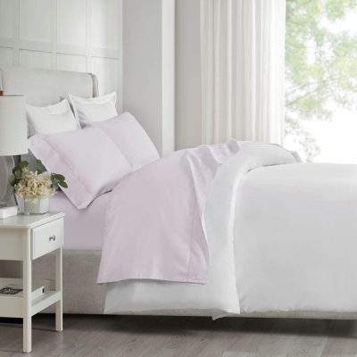 Madison Park 500 Thread Count Egyptian Cotton Deep Pocket Sheet Set in Lilac, Queen MP20-8233