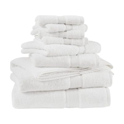 Madison Park Signature 800GSM 100% Cotton 8 Piece Towel Set in White, 8-Piece MPS73-188
