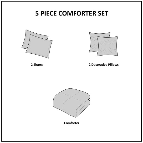 Madison Park Pure Ronan 5 Piece Cotton Comforter Set in Blue, Full/Queen MPP10-001 - Image 3