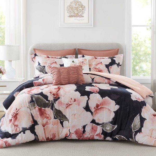 Madison Park Shanti 7pcs Printed Comforter set in Blush, King MP10-8918 - Image 4