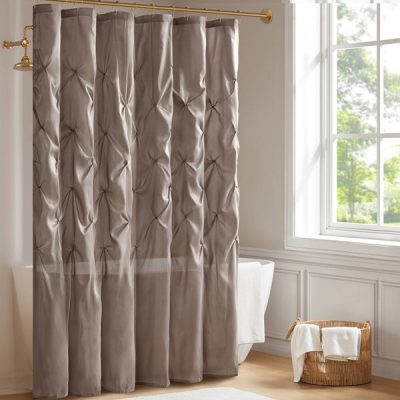 Madison Park Laurel Tufted Semi-Sheer Shower Curtain in Taupe, 72x72" MP70-438