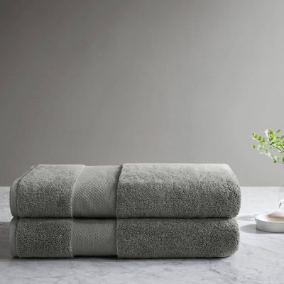 Madison Park Signature Turkish 100% Cotton Bath Sheet 2 Piece Set in Charcoal, 35x70" - 2PK MPS73-532