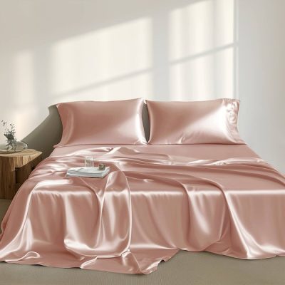 Madison Park Essentials Satin Luxury Sheet Set in Blush, King MPE20-774